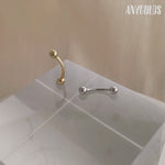 14K Solid Gold Plain Ball Curved Barbell – Anygolds