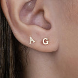 14K Solid Gold Initial Letter Stud Earrings – Anygolds