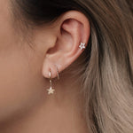 14K Solid Gold Beaded Clicker Hoop – Anygolds