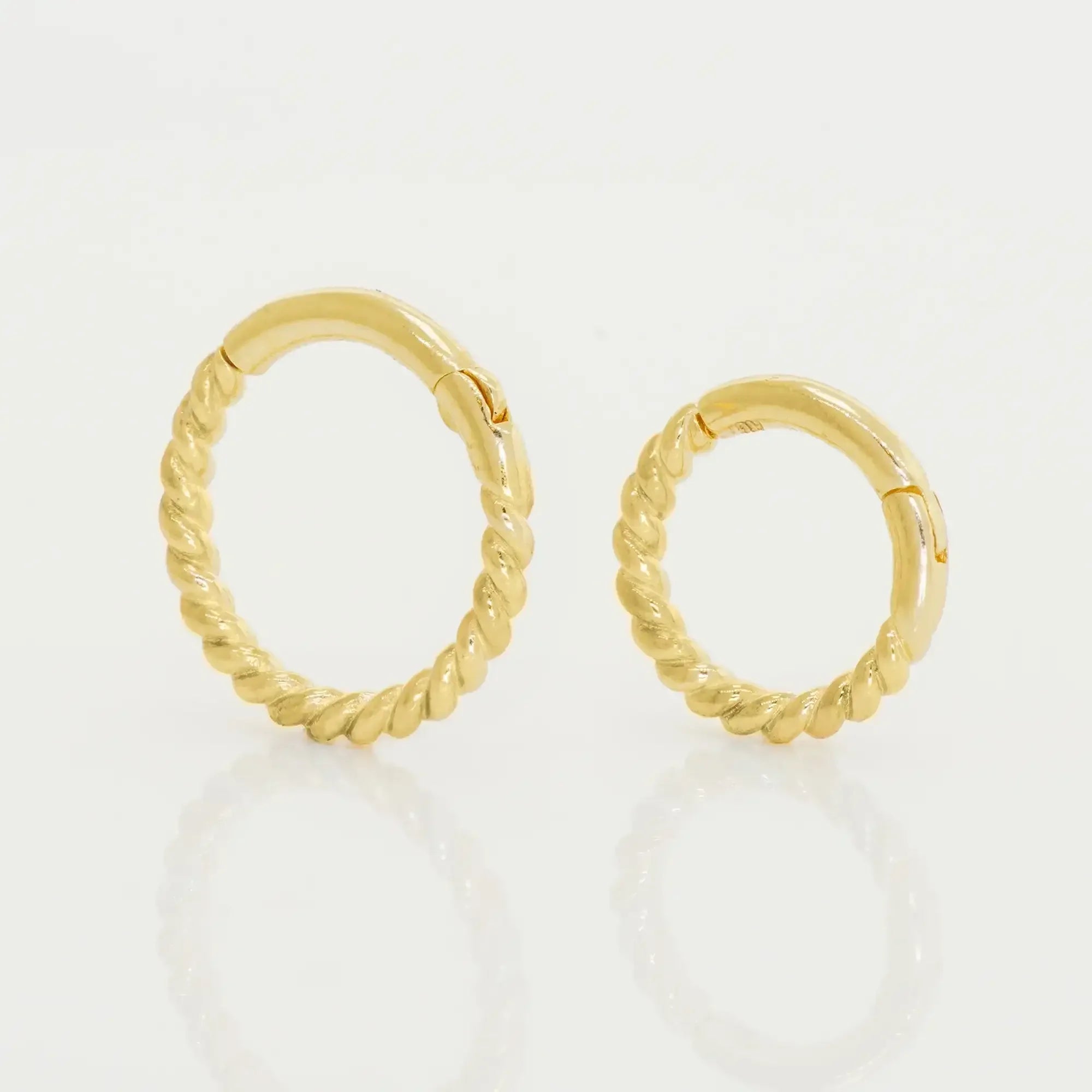 14K Solid Gold Twisted Rope Clicker Hoop – Anygolds
