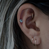 14K Solid Gold Color Stone Round Stud Earrings – Anygolds