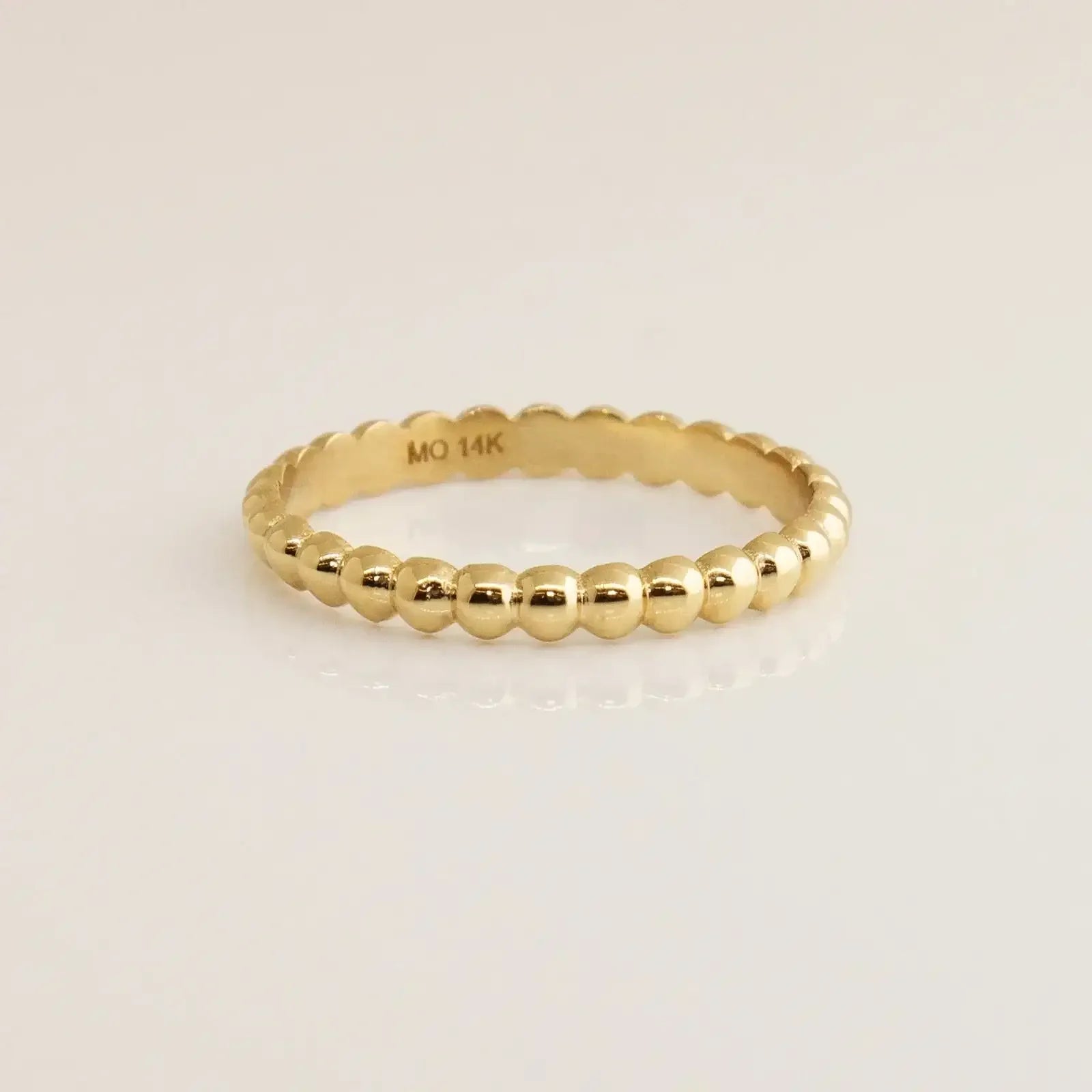 14K Solid Gold Beaded Band Ring – Anygolds