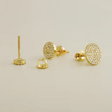 14K Solid Gold Diamond Micro-pavé Round Stud Earrings – Anygolds