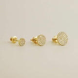 14K Solid Gold Diamond Micro-pavé Round Stud Earrings – Anygolds