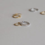 14K Solid Gold Diamond Round Eternity Hoop (Single, Pair) – Anygolds