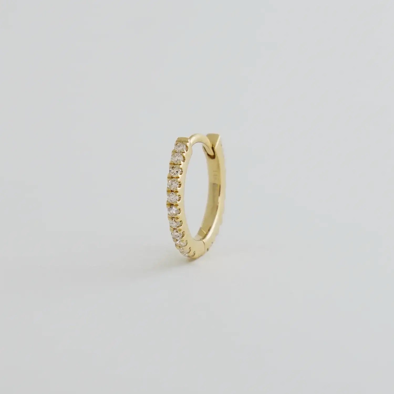 14K Solid Gold Diamond Round Eternity Hoop (Single, Pair) – Anygolds