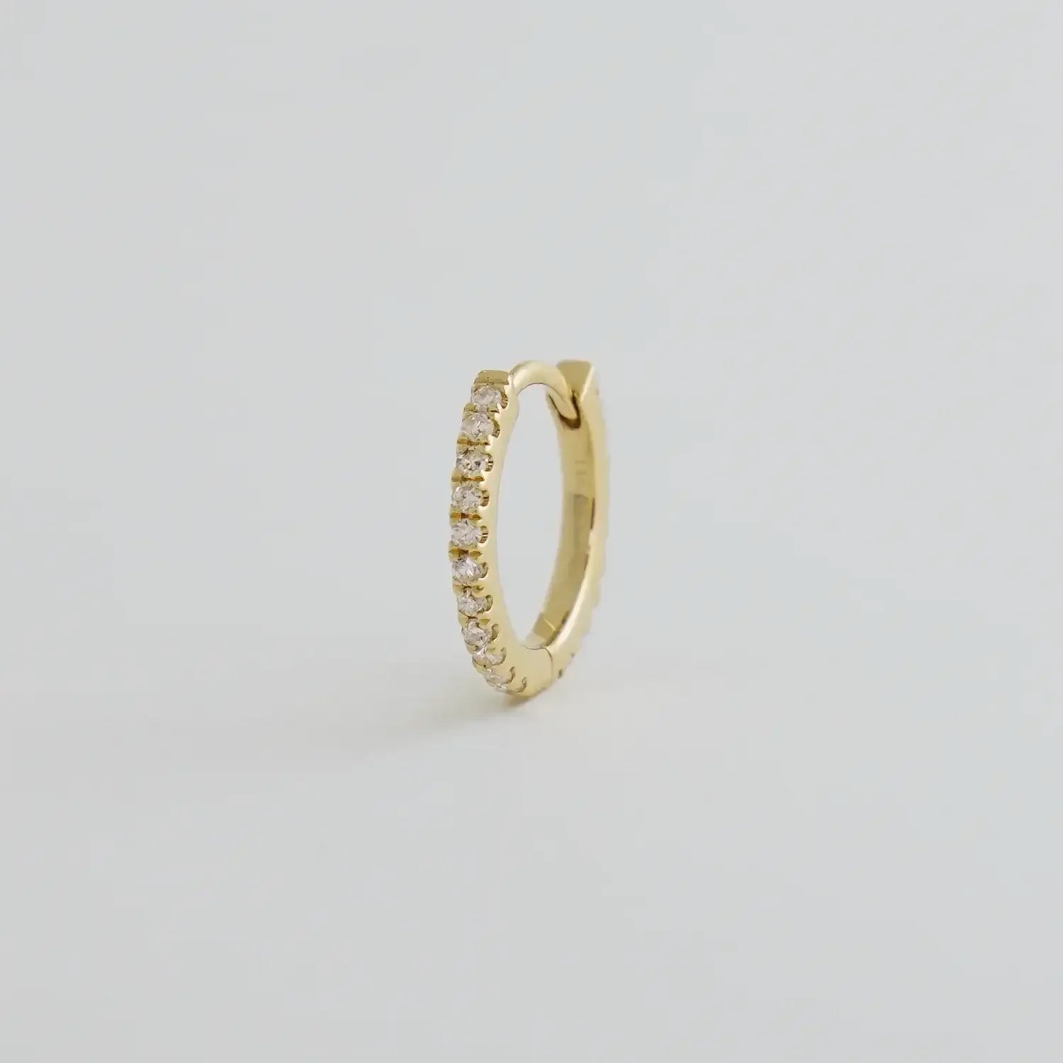 14K Solid Gold Diamond Round Eternity Hoop (Single, Pair) – Anygolds