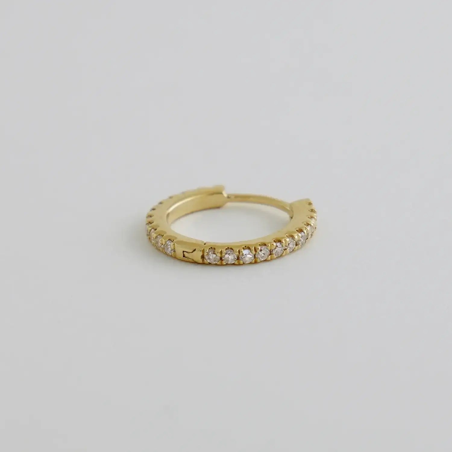 14K Solid Gold Diamond Round Eternity Hoop (Single, Pair) – Anygolds