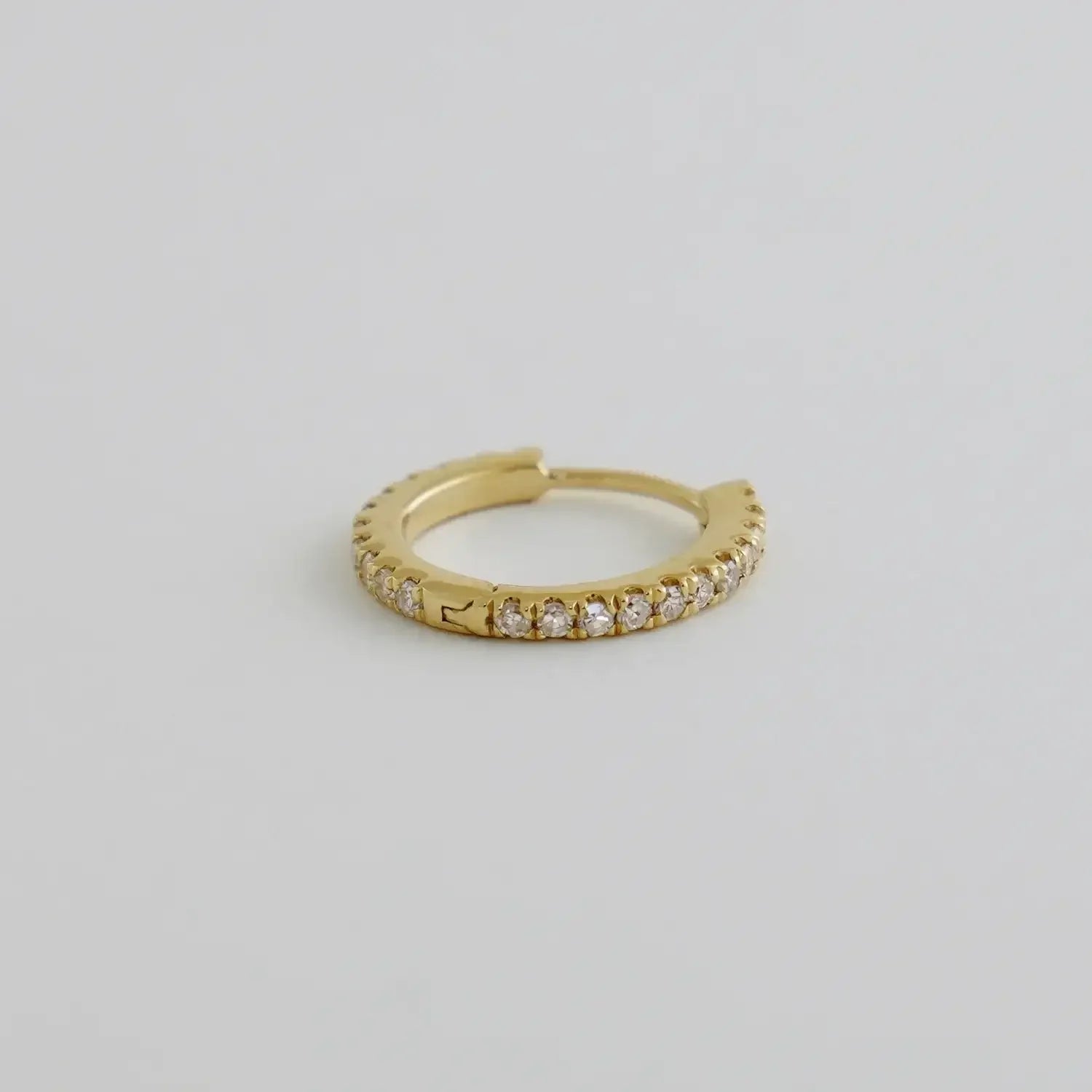 14K Solid Gold Diamond Round Eternity Hoop (Single, Pair) – Anygolds
