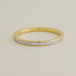 14K Solid Gold 0.08ctw Diamond Half Eternity Womens Wedding Band Ring