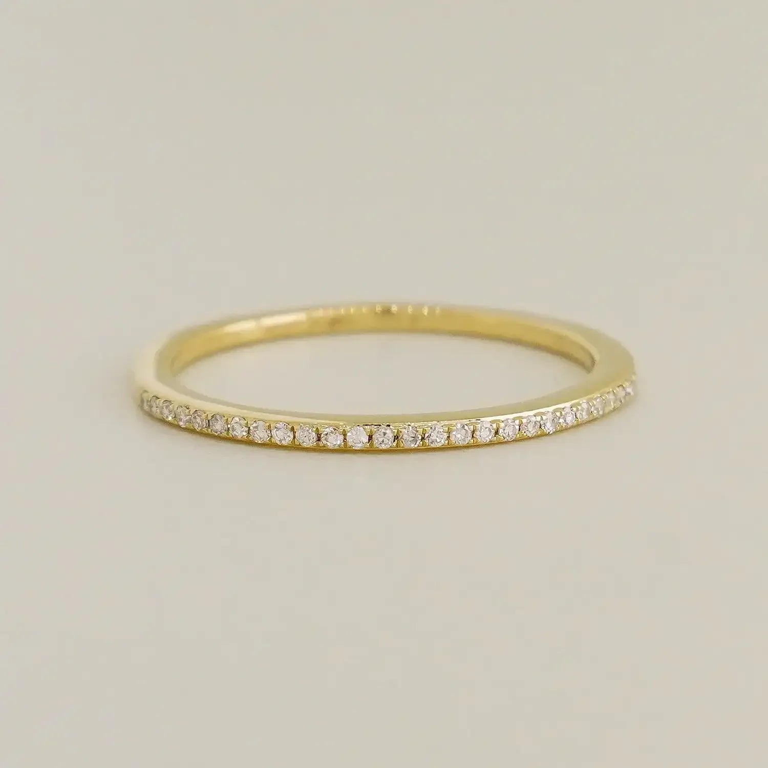 14K Solid Gold Pavé Diamond Stacking Ring – Anygolds