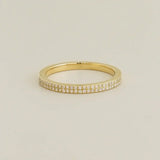14K Solid Gold Double Row Pavé Diamond Ring – Anygolds