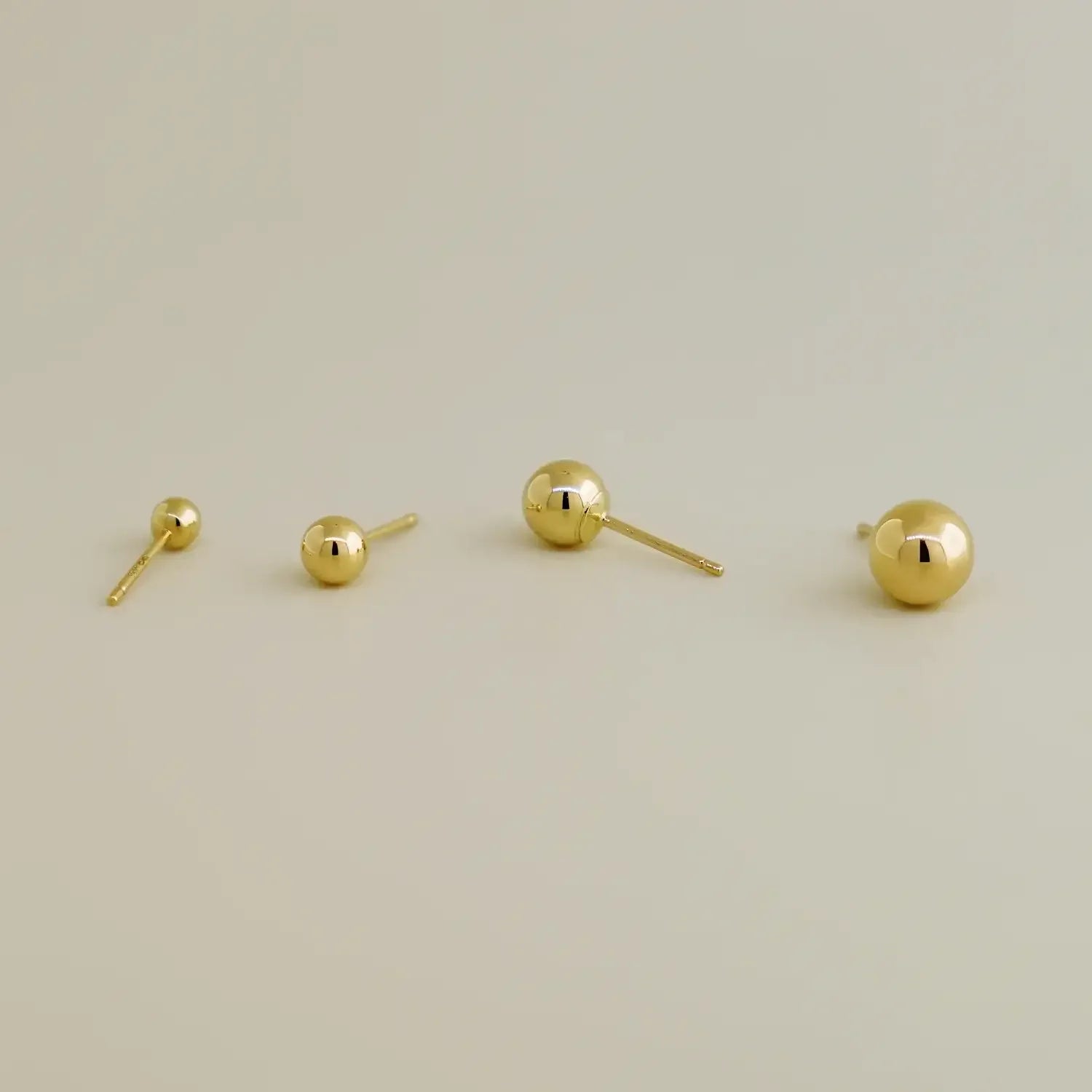 14K Solid Gold Sphere Ball Stud Earrings – Anygolds