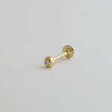 14K Solid Gold CZ Ball Labret Stud – Anygolds