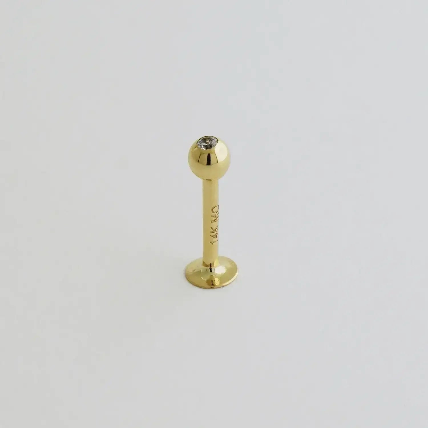 14K Solid Gold CZ Ball Labret Stud – Anygolds