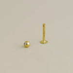 14K Solid Gold CZ Ball Labret Stud – Anygolds