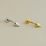 14K Solid Gold Double Spike Curved Barbell – Anygolds