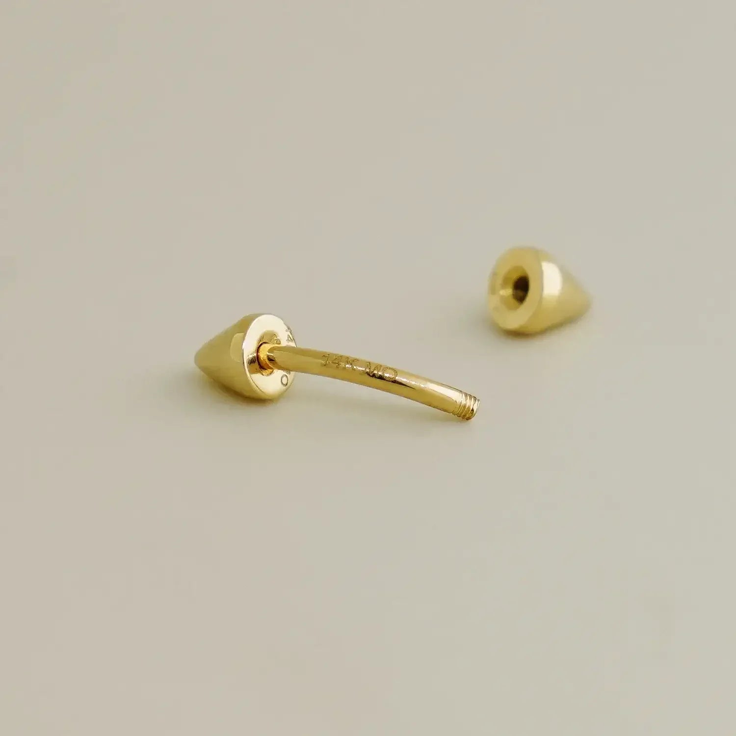 14K Solid Gold Double Spike Curved Barbell – Anygolds