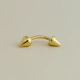 14K Solid Gold Double Spike Curved Barbell – Anygolds