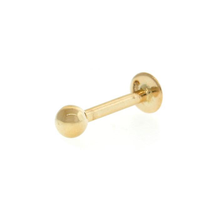 14K Solid Gold Plain Ball Labret Chin Piercing 16gauge - More Size Option - anygolds