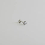 14K Solid Gold Solitaire CZ Round Stud – Anygolds