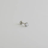 14K Solid Gold Solitaire CZ Round Stud – Anygolds