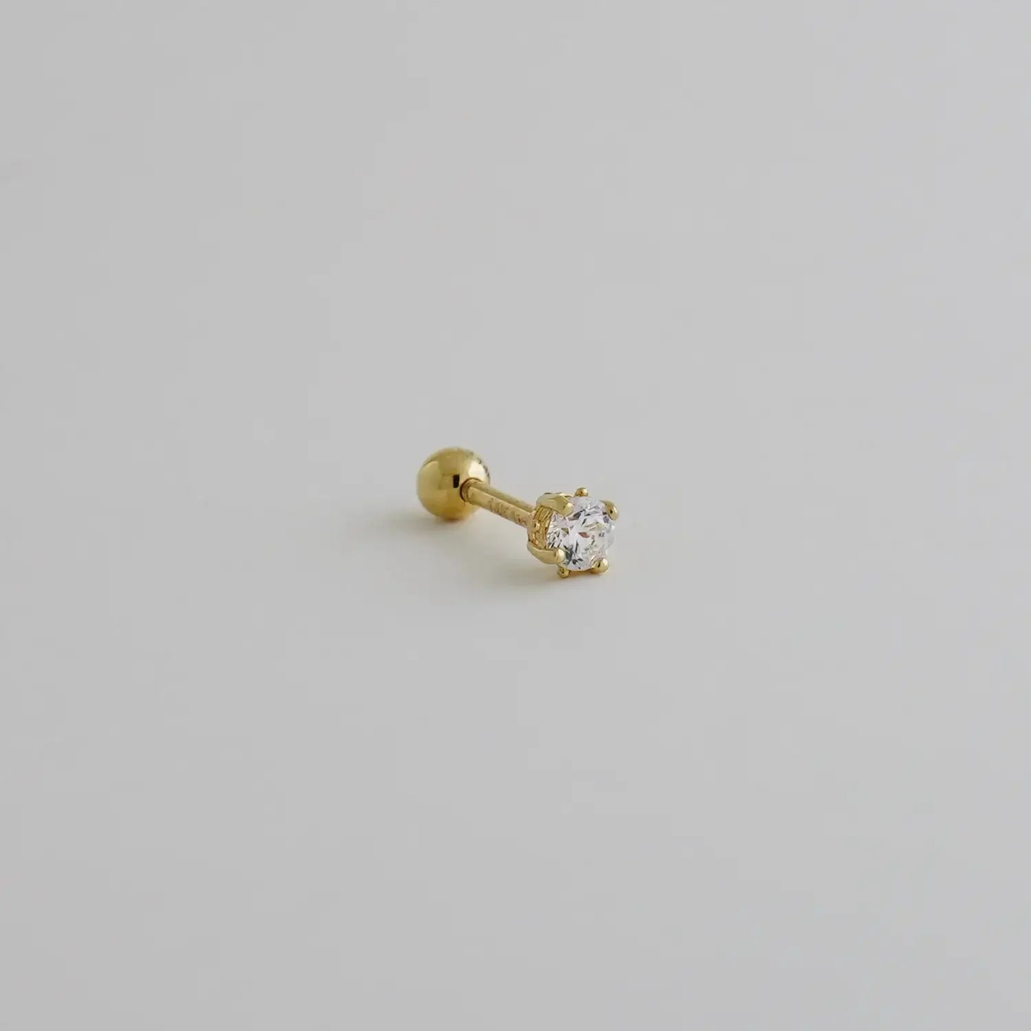 14K Solid Gold Solitaire CZ Round Stud – Anygolds