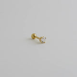 14K Solid Gold Solitaire CZ Round Stud – Anygolds