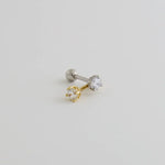 14K Solid Gold Solitaire CZ Round Stud – Anygolds