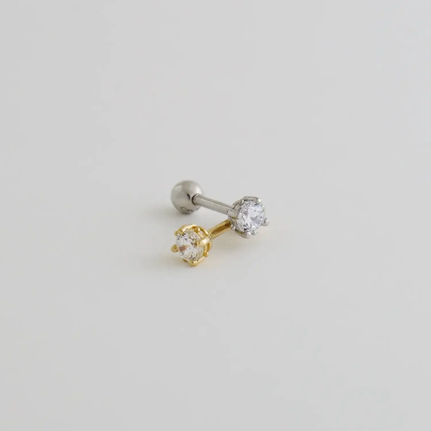 14K Solid Gold Solitaire CZ Round Stud – Anygolds