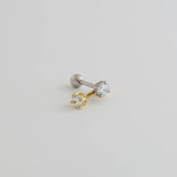 14K Solid Gold Solitaire CZ Round Stud – Anygolds