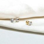 14K Solid Gold Solitaire CZ Round Stud – Anygolds