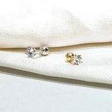 14K Solid Gold Solitaire CZ Round Stud – Anygolds