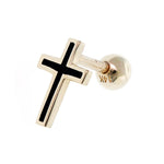 14K Solid Gold Black Cross Tragus Ear Piercing 18gauge - anygolds