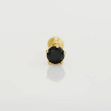 14K Solid Gold Black CZ Round Stud – Anygolds