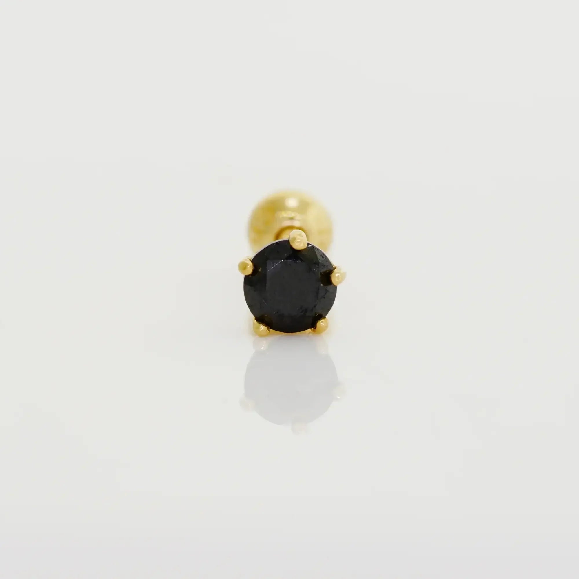 14K Solid Gold Black CZ Round Stud – Anygolds