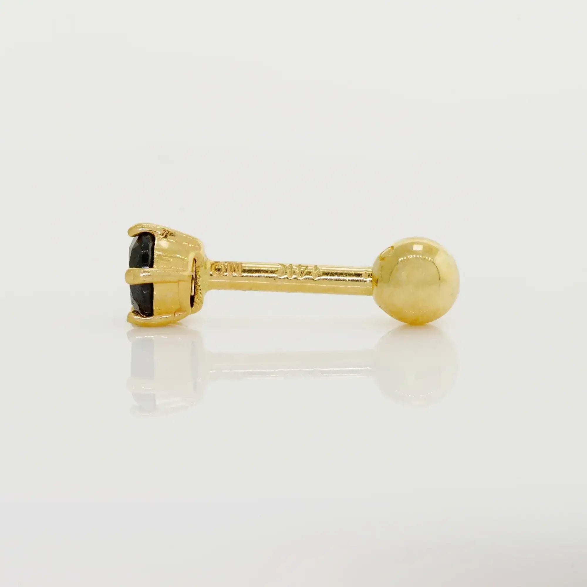 14K Solid Gold Black CZ Round Stud – Anygolds