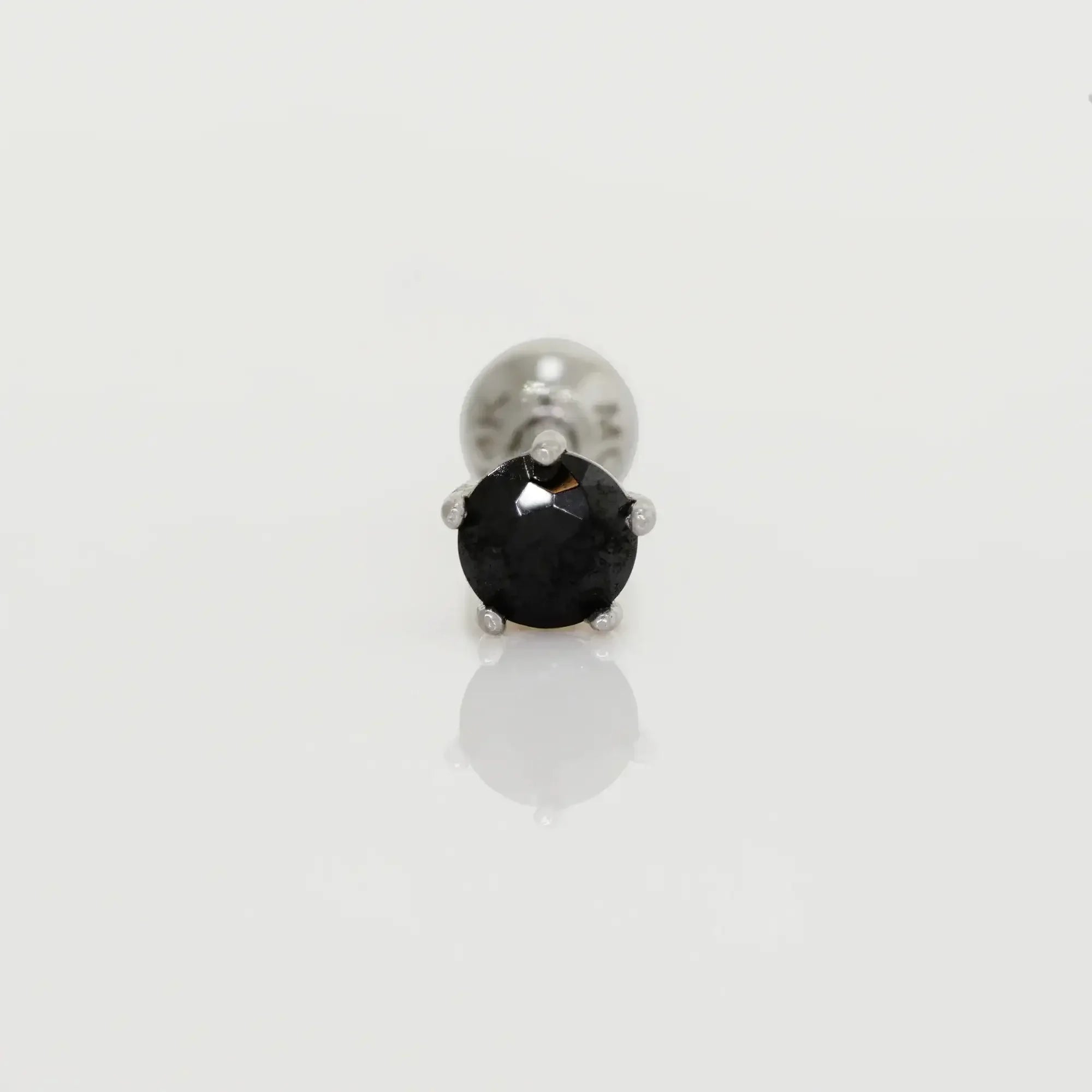 14K Solid Gold Black CZ Round Stud – Anygolds