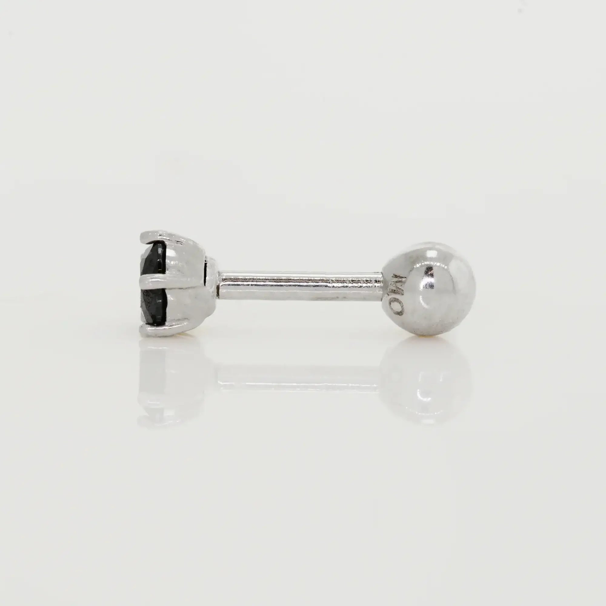 14K Solid Gold Black CZ Round Stud – Anygolds