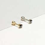 14K Solid Gold Black CZ Round Stud – Anygolds