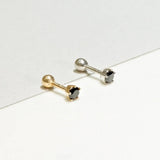 14K Solid Gold Black CZ Round Stud – Anygolds