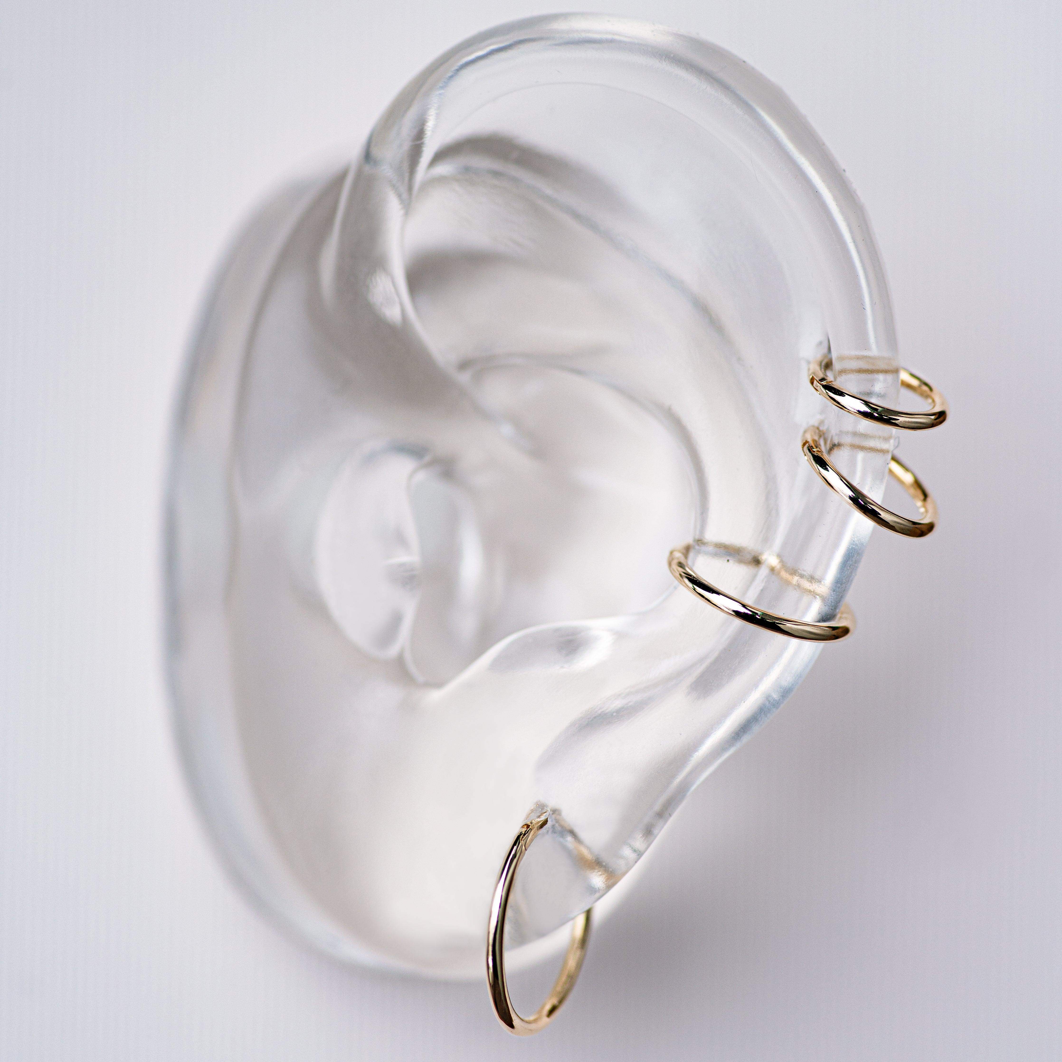 14K Solid Gold Plain Seamless Clicker Hoop Ring - 16G, 18G – Anygolds