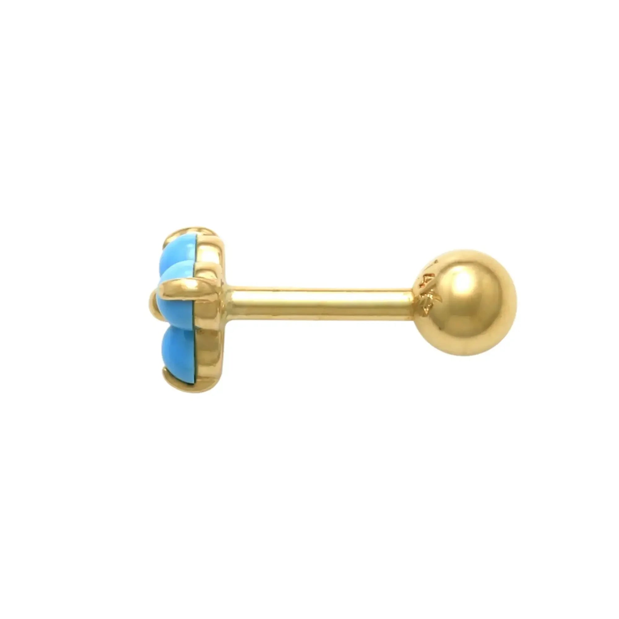 14K Solid Gold Turquoise Floral Trinity Stud – Anygolds