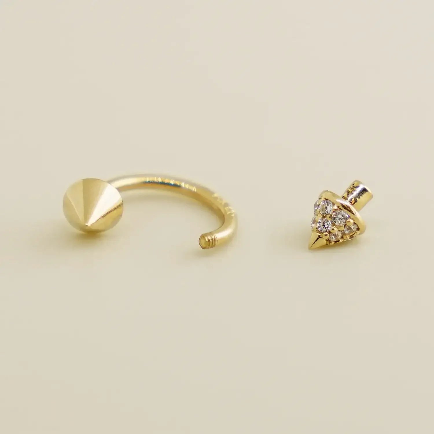 14K Solid Gold Spike Horseshoe Hoop – Anygolds