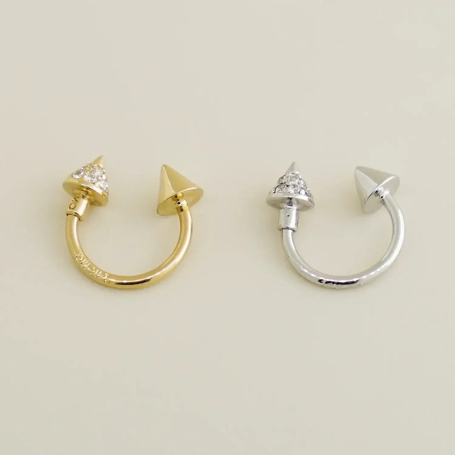 14K Solid Gold Spike Horseshoe Hoop – Anygolds