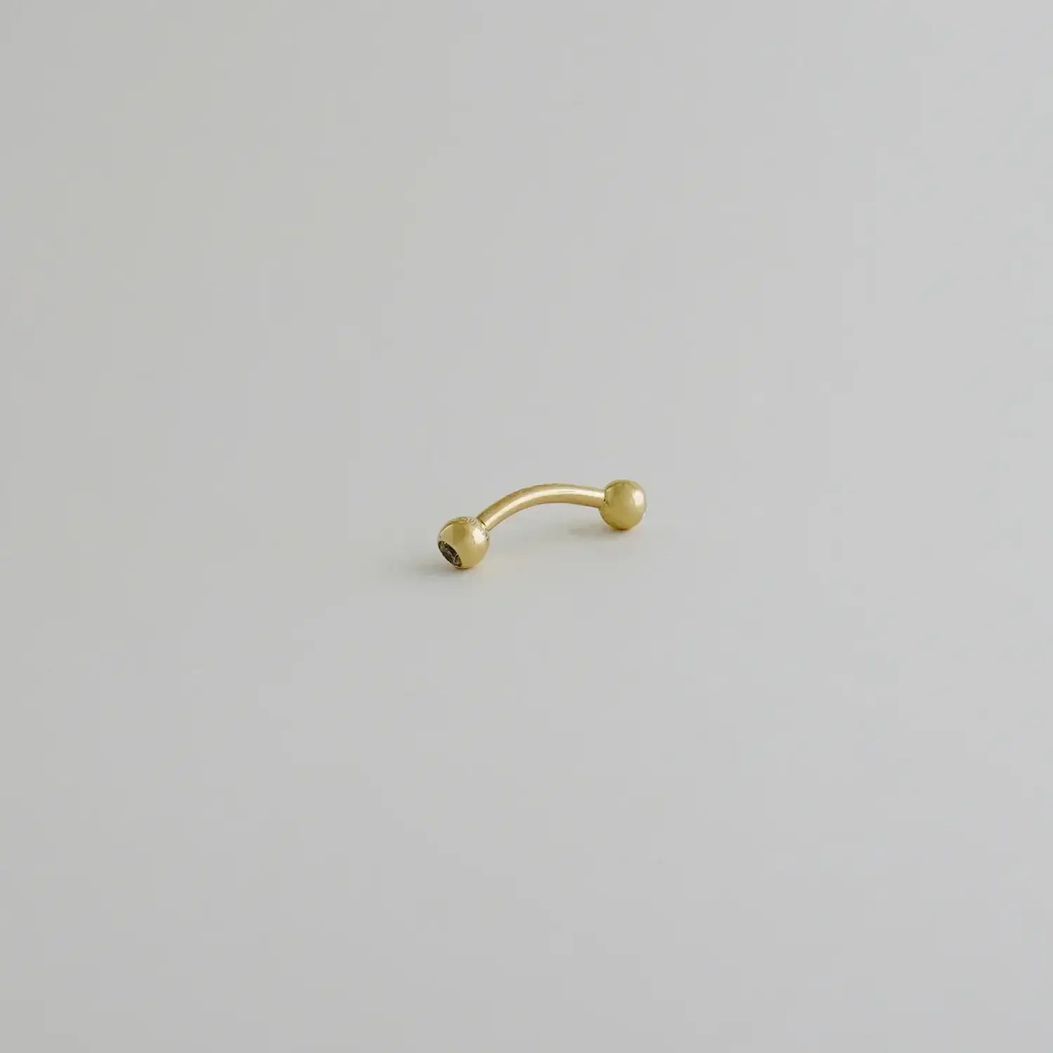 14K Solid Gold CZ Ball Curved Barbell – Anygolds