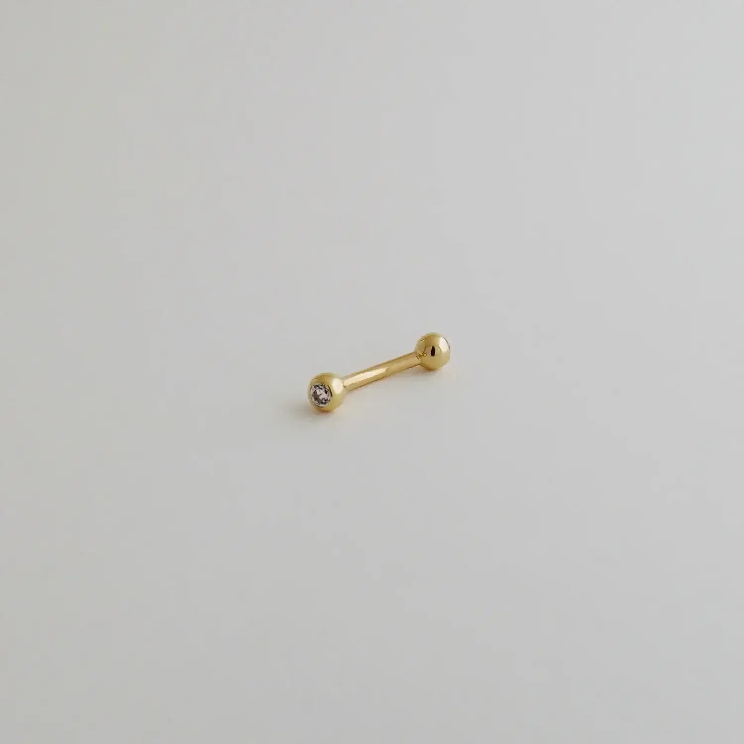 14K Solid Gold CZ Ball Curved Barbell – Anygolds