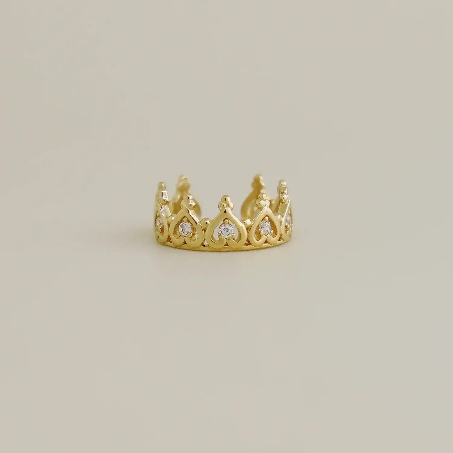 14K Solid Gold CZ Heart Tiara Ear Cuff – Anygolds