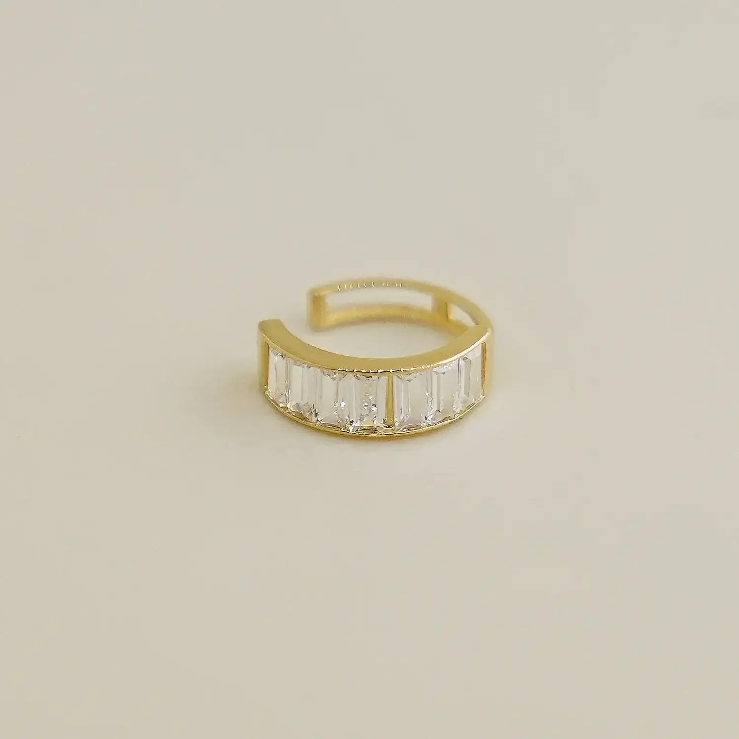 14K Solid Gold Baguette-Cut CZ Ear Cuff – Anygolds