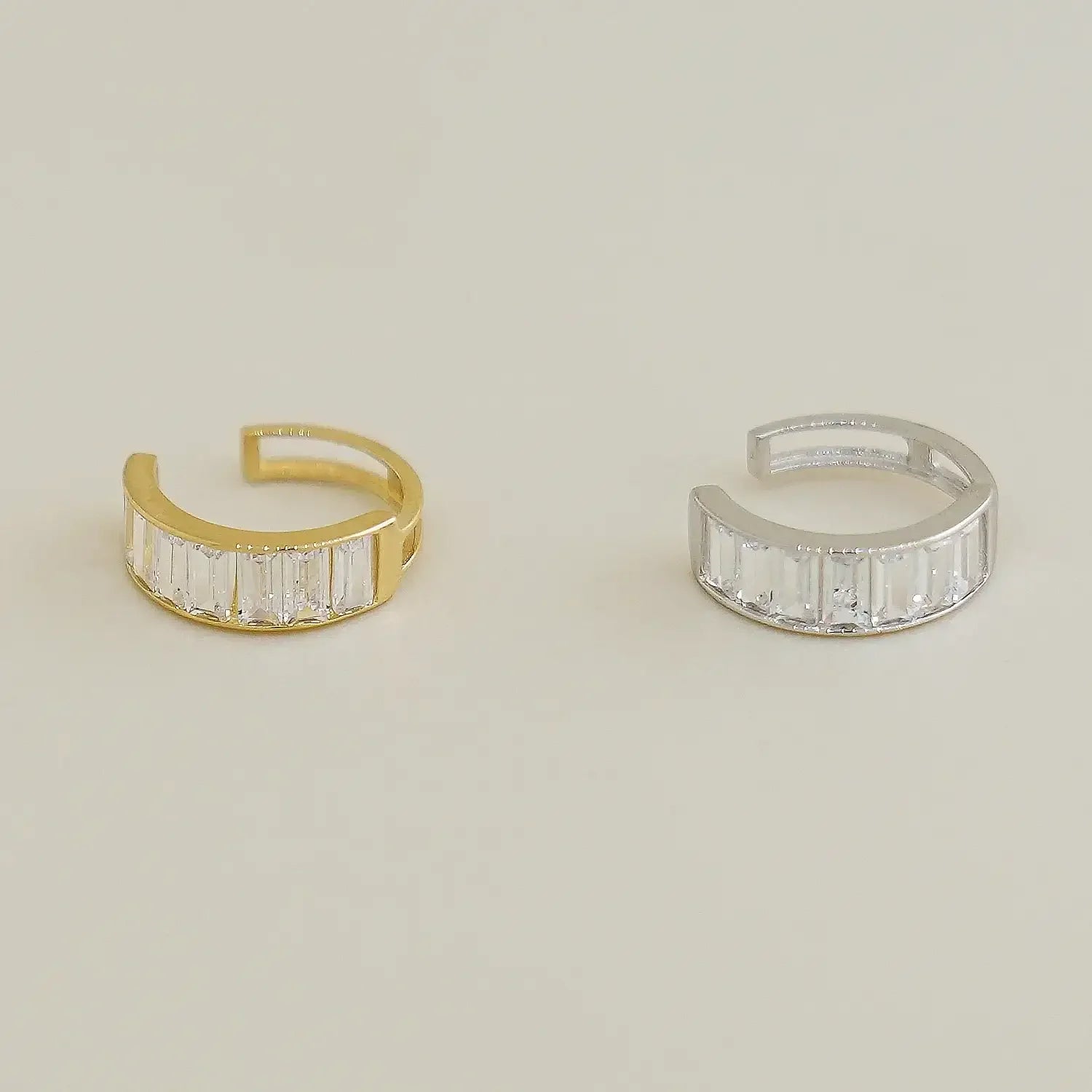 14K Solid Gold Baguette-Cut CZ Ear Cuff – Anygolds